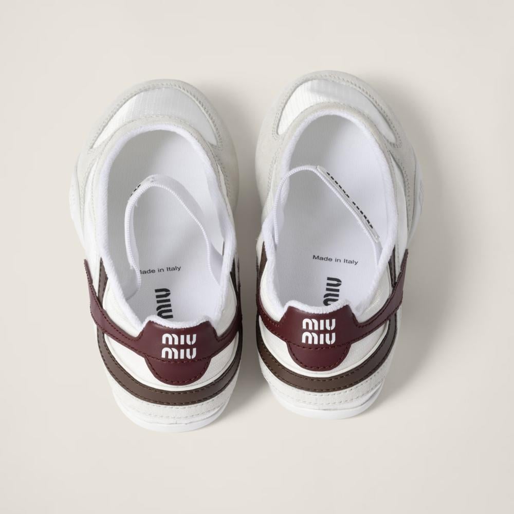 Miu Miu Gymnasium technical fabric and suede ballerinas