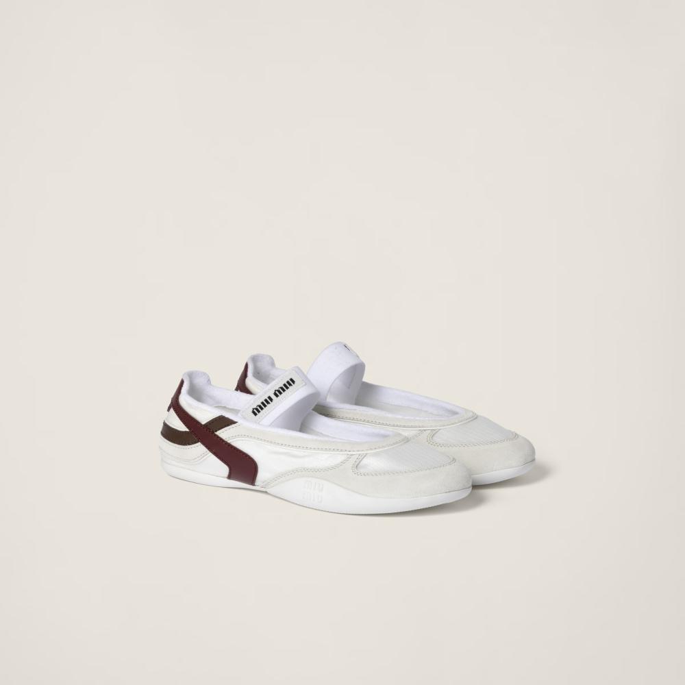 送料関税込■ Miu Miu■Gymnasium スエードテクニカルスニーカー Miu Miu Gymnasium technical fabric and suede ballerinas
