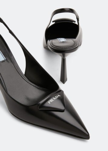 PRADA heels Brushed Leather Slingback Pumps