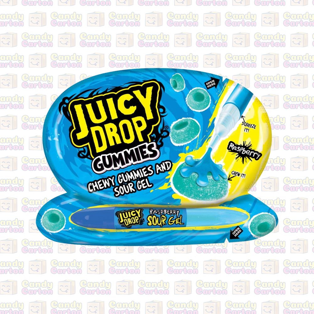 Juicy Drop Sour Jelly Candy Blue Raspberry Flavor 72g JUICY DROP