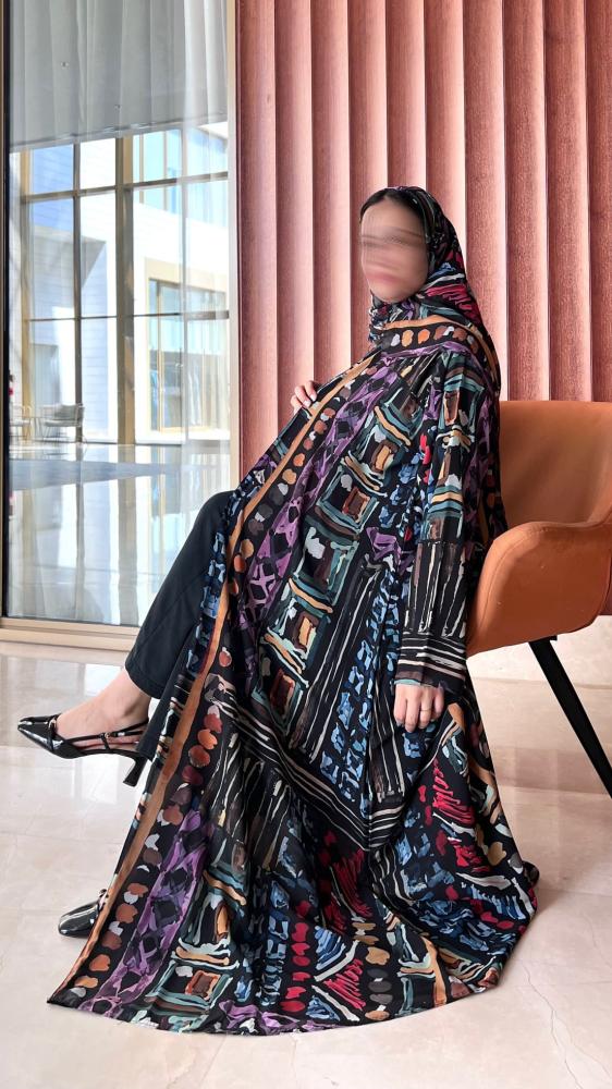 عباية شيفون صيفية بقصة كلوش مع طرحة