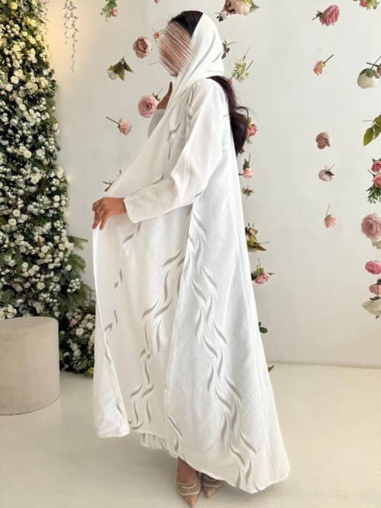 عباية قماش شبك برسمات مع طرحة