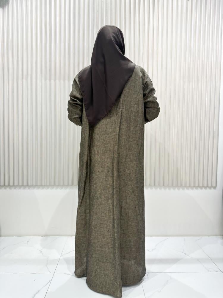 عباية لنن طبيعي شك بتطريز تراثي