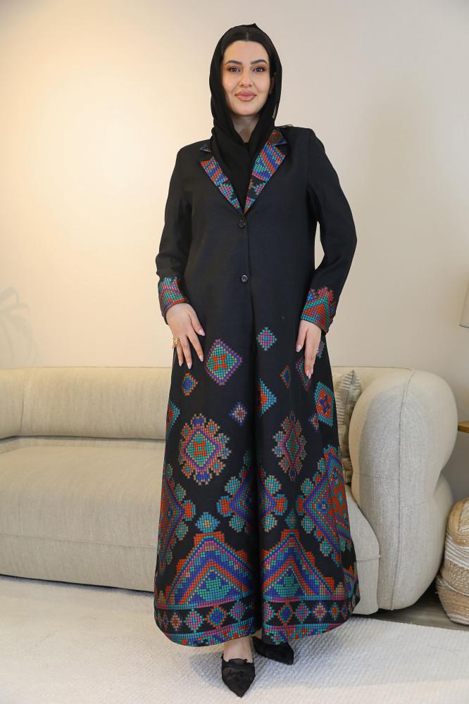 عباية بليزر تركي سدو برسومات متداخلة ورسمات جميلة