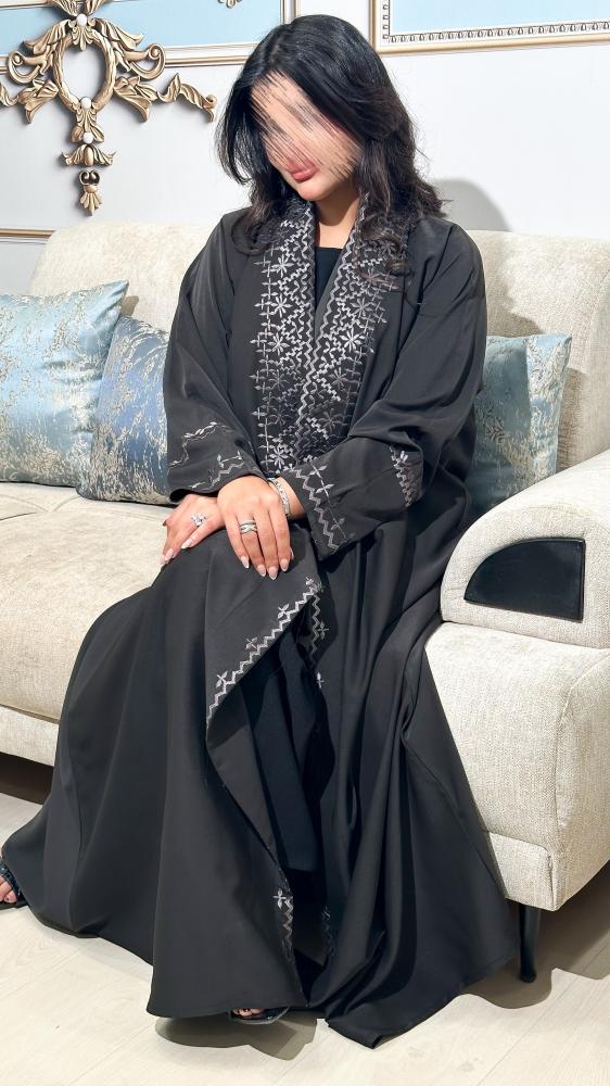 عباية كريب مغسول مطرز رسومات تراثية