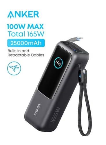 شاحن متنقل 25الف USB/PD 165W مع كيبلين C من ANKER