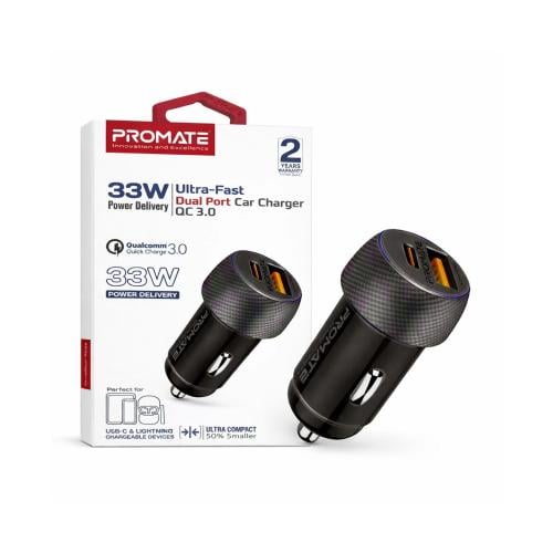 شاحن سيارة بقوة 33W تايب سي مع USB من بروميت