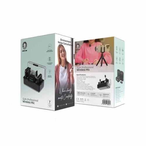 مايك 2 لا سلكي احترافي من شركة GREEN LION يعمل على منفذ C و اللايتنق مع قطعة العزل