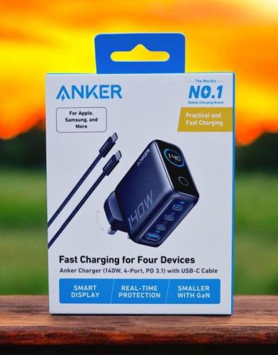 فيش منزلي 1USB/3PD 140W مع كيبل C-C اسود من ANKER
