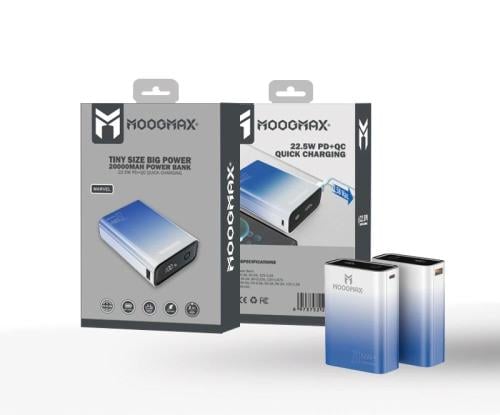 20K 22.5W cyan portable charger from MOOGMAX