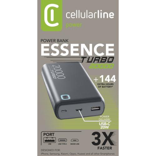 Cellularline mobile charger with a capacity of 20,000