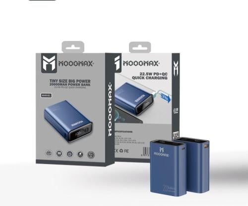 شاحن متنقل بقوة 20الف 22.5W ازرق من شركة MOOGMAX