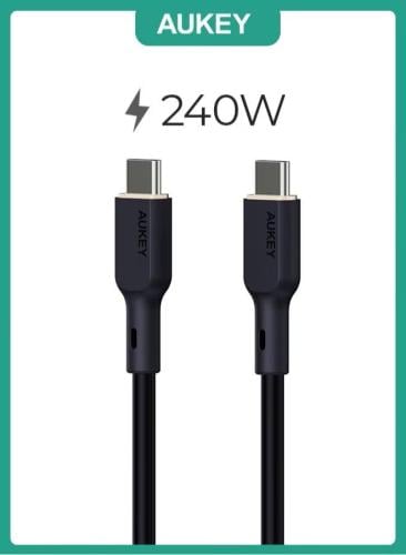 كيبل 1متر C-C 240W ربل اسود من AUKEY