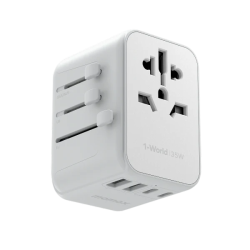 Universal charger 35w 3pd 2usb from Momax, white color