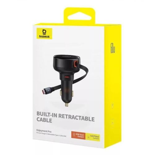 شاحن للسياره بقوة 30W مع كيبل اعاده ذاتي C بمنفذ C