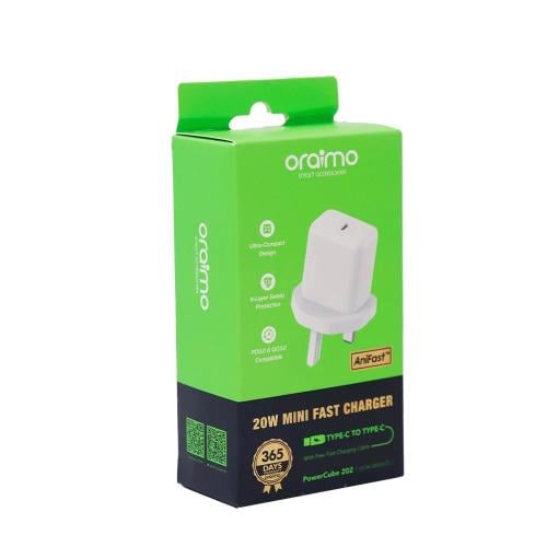 فيش منزلي PD 20W ابيض مع كيبل C-C من oraimo