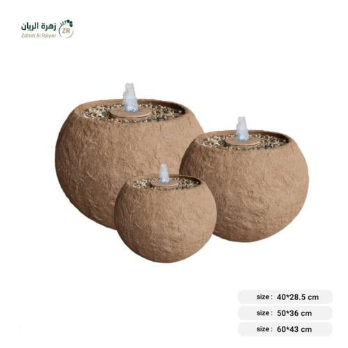 نافورة كروية مودرن بالإضاءة لون بني