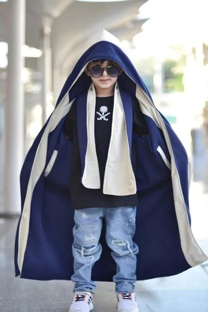 فروه-للاطفال-دبل-فيس-مع-شال-سكري-كحلي