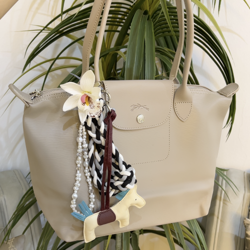 Leather longchamp - رمادي