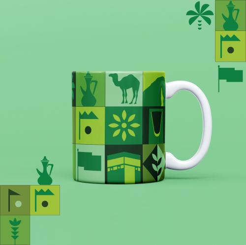 كوب سيراميك بطباعة اليوم الوطني