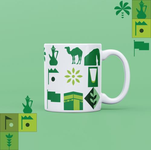 كوب سيراميك بطباعة اليوم الوطني
