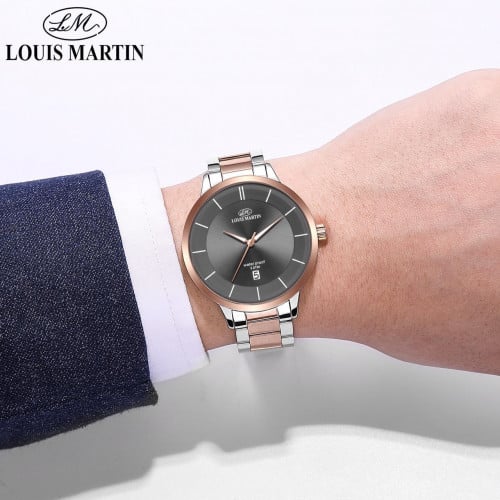 ساعة رجاليه من لويس مارتن اللون النحاسي والفضي