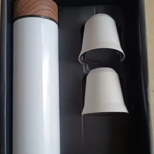 طقم حافظة حرارة مع كوبين ساده بدون عباره