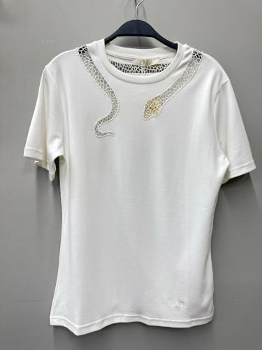 Chloé تيشيرت أبيض بتطريز أفعى