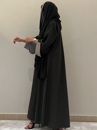 بلايزر كتان لون زيتي مع اكمام تفته كوري اخضر فاتح