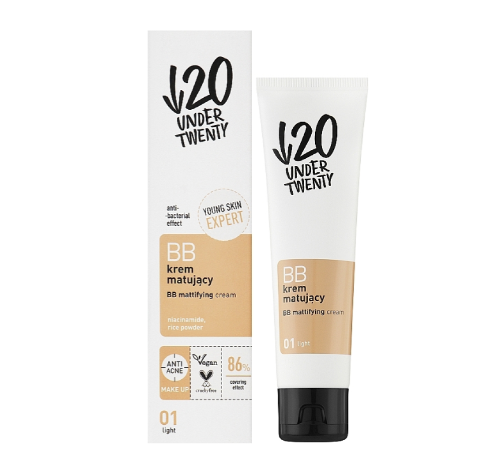 UNDER TWENTY ACNE PORNE SKIN BB MATTYFYING CREAM NO.01 LIGHT 60ML