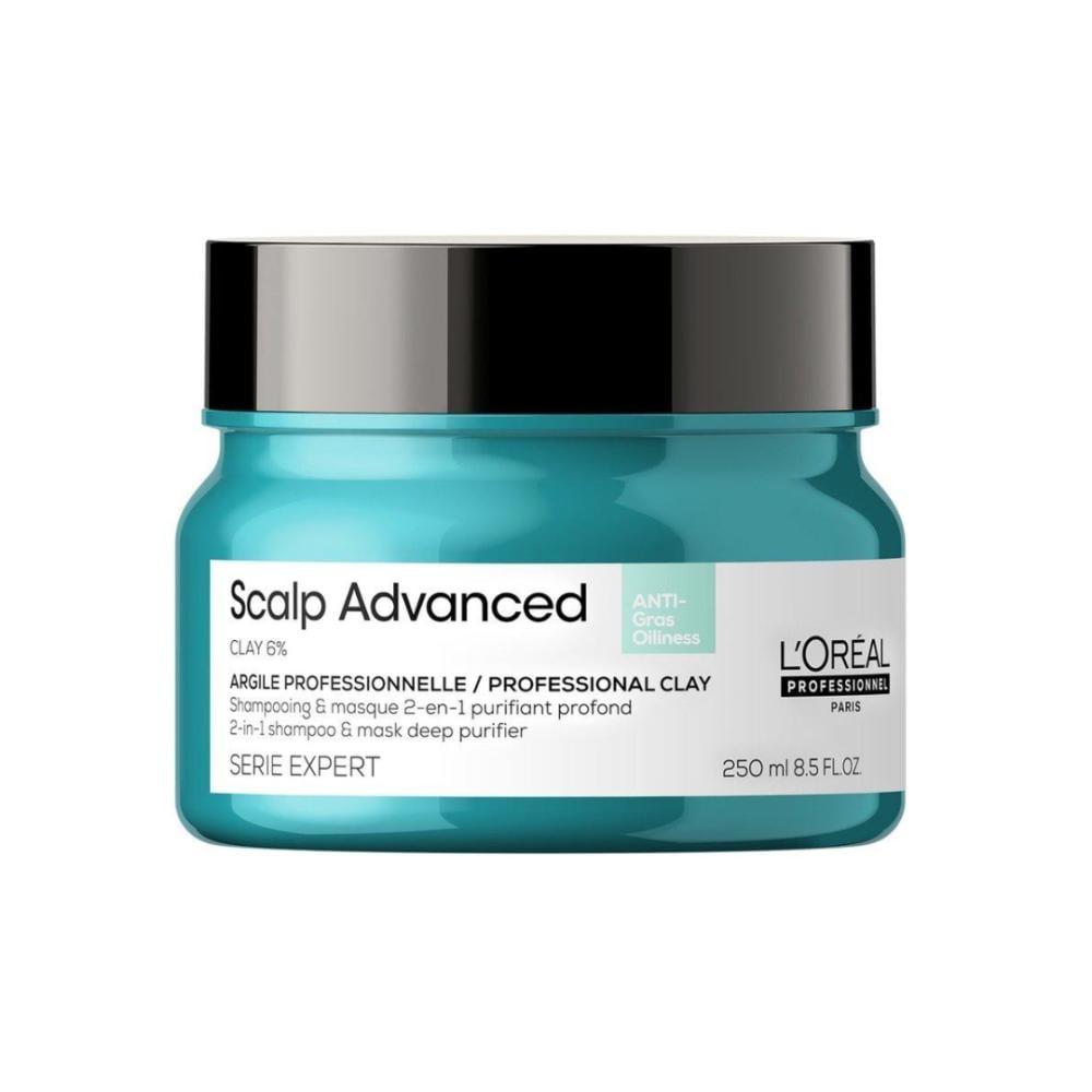 لوريال بروفسيونال سكالب ادفانسد CLAY 6% SCALP ADVANCED شامبو وماسك 2في1 منظف عميق لفروة الرأس 250مل