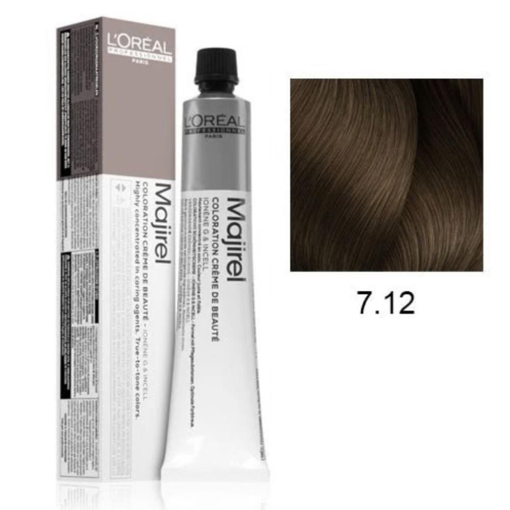 LOREAL PROFESSIONEL MAJIREL COLORATION CREAM HIGH RESIST IRIDESCENT ASH BLONDE 7.12
