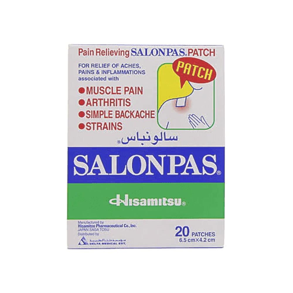 SALONPAS PAIN RELIEVING PATCH 6.5CM IN 4.2CM 20 PATCHES