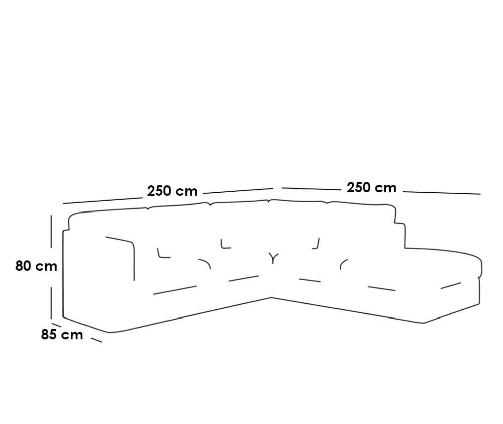 كنبة زاوية 250×250×80×85 سم - رمادي