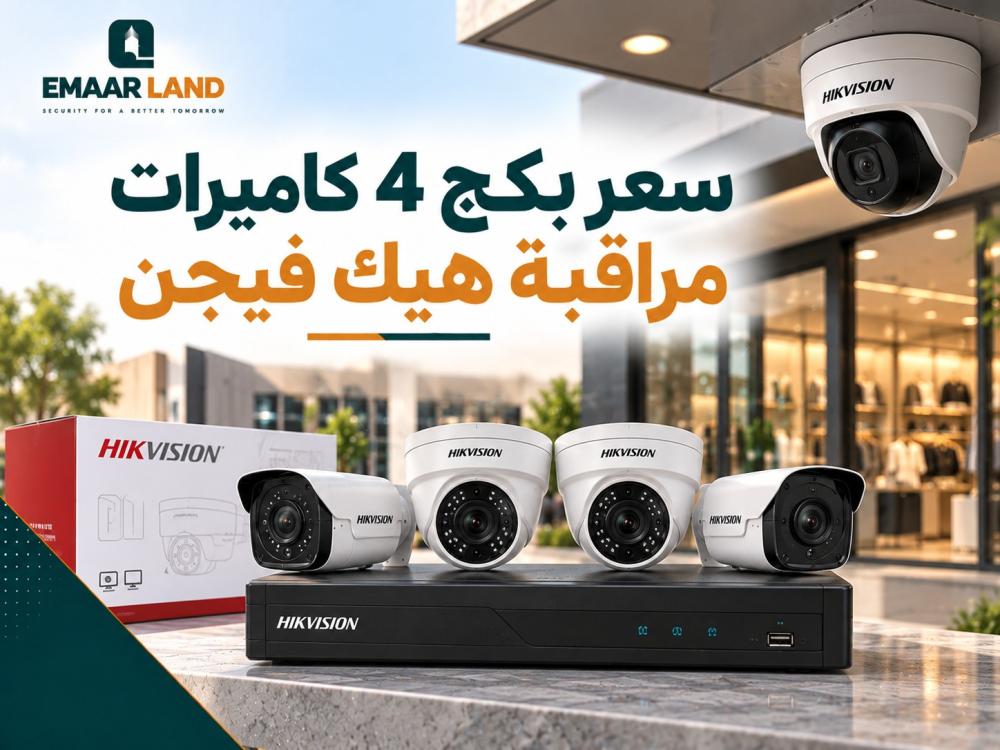 سعر بكج 4 كاميرات مراقبة هيك فيجن الأصلية مع التركيب