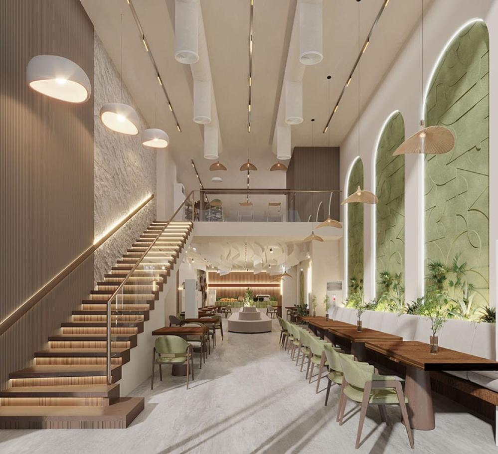 تصميم كافيه ناردين في جدة | تصميم داخلي وواجهة كافيه مودرن