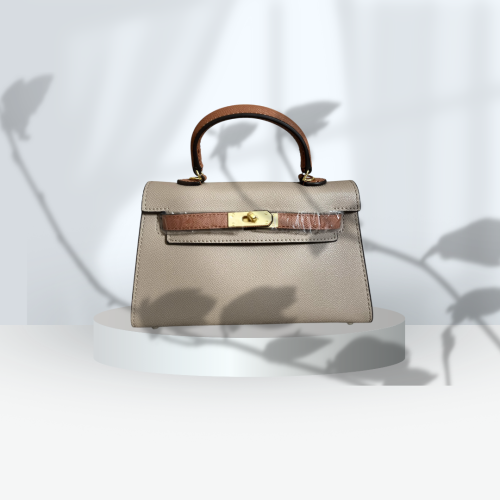 Khaki and brown bag
