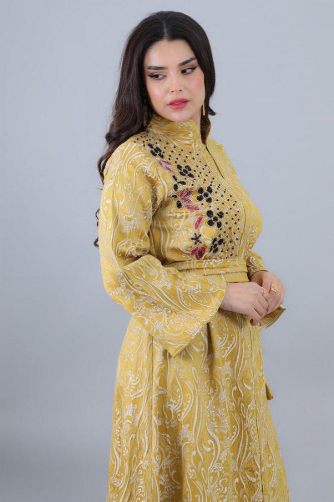 Embroidered jacquard jalabiya المقاس:(L)