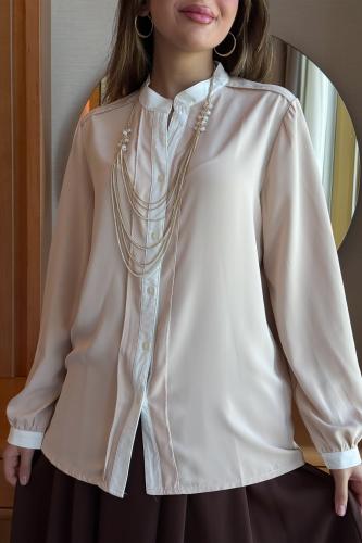 قميص ناعم بسلسال لون بيج مقاس:(XL - 42)
