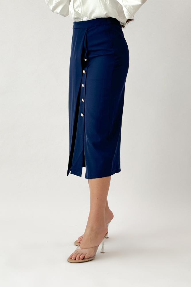 Bazarir Lulu midi skirt, navy blue المقاس:(L)