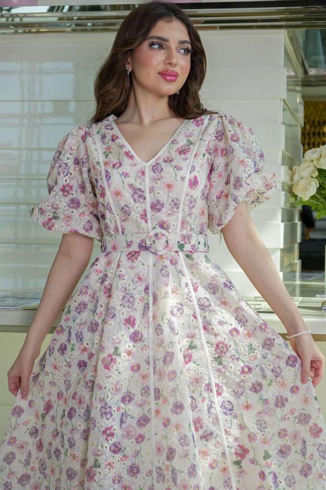 Floral print midi dress المقاس:(M - 38)