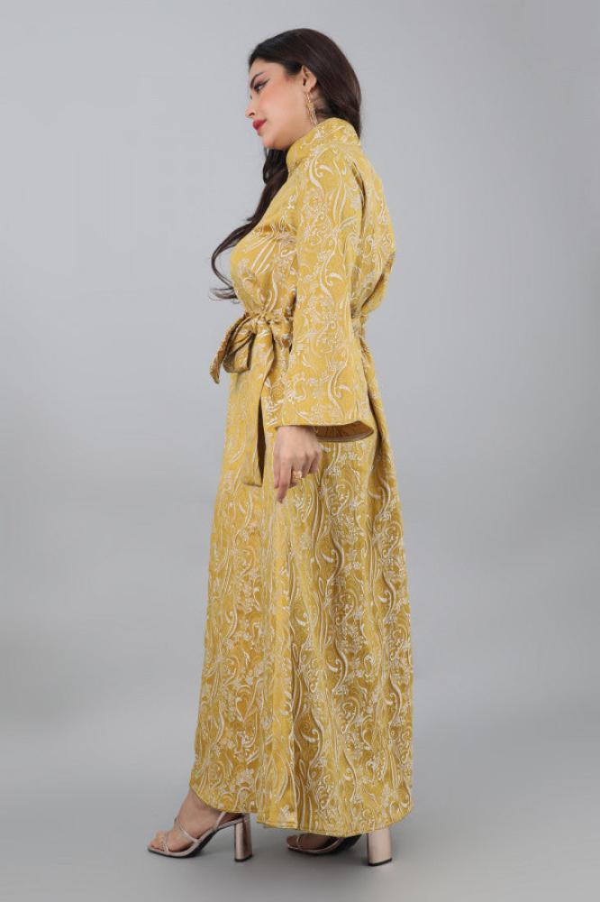 Embroidered jacquard jalabiya المقاس:(L)