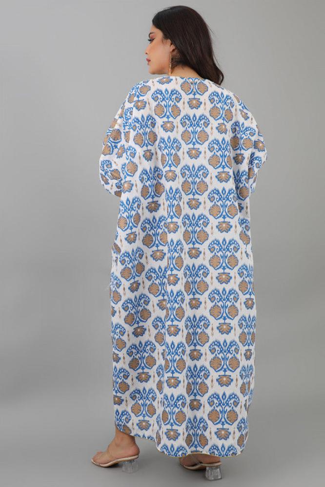 Blue butterfly print jalabiya المقاس:(Free Size)
