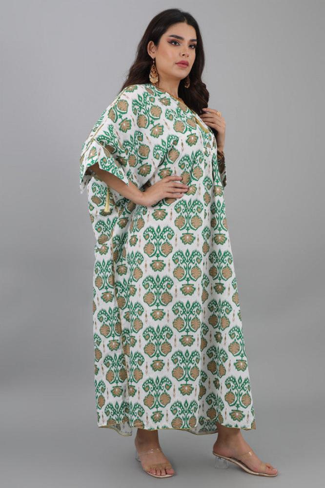 Green butterfly print jalabiya المقاس:(Free Size)