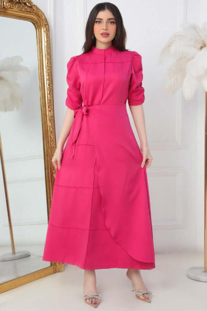 Fuchsia Wrap Dress with Tie المقاس:(S - 36)