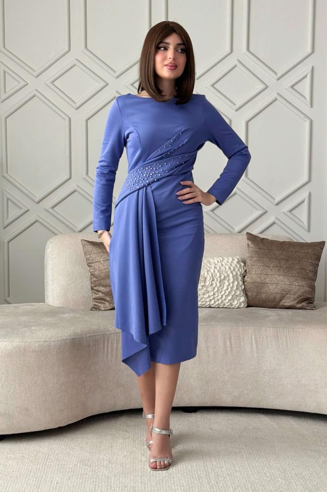 Light purple draped sequin midi dress المقاس:(S - 36)