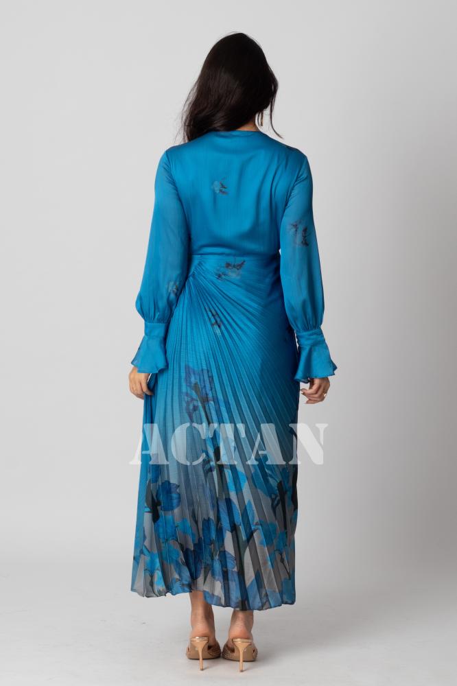 Floral print pleated dress المقاس:(S - 36)