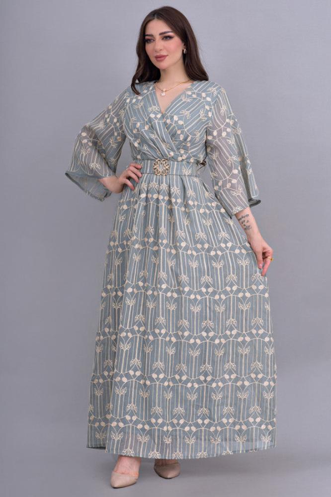 Tiffany Gold Embroidered Lace Dress المقاس:(S)