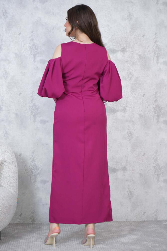 Purple Sequin Front Slit Maxi Dress المقاس:(M)
