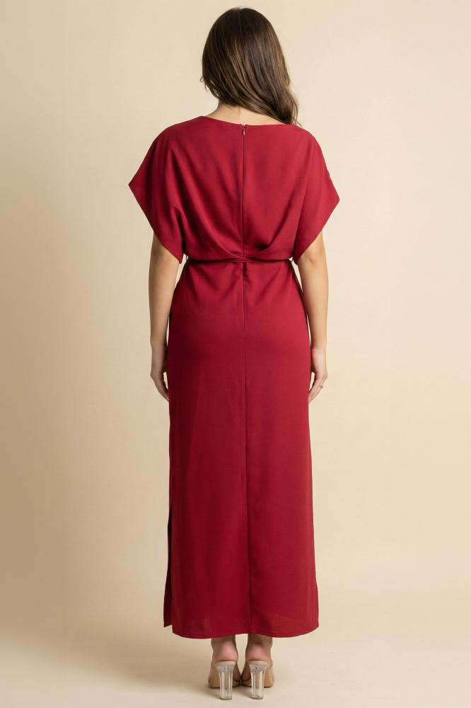 Off-the-shoulder maxi dress with roses المقاس:(L - 40)
